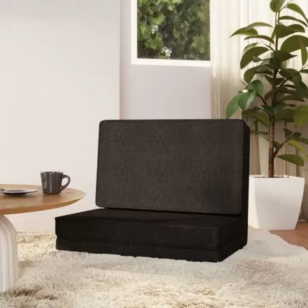  Scaun de podea pliabil, negru, material textil