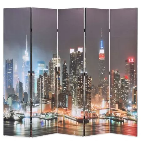  Paravan cameră pliabil, 200x170 cm, New York pe timp de noapte