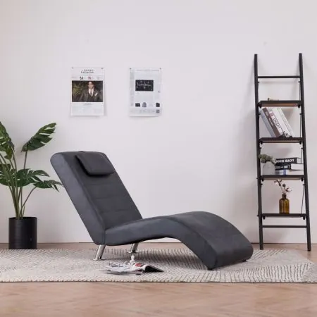  Șezlong cu pernă, gri, piele întoarsă artificială