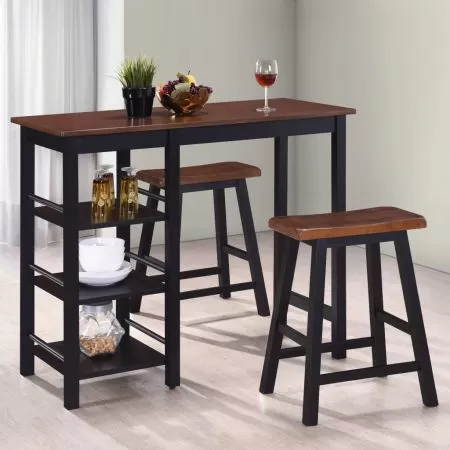  Set mobilier de bar, 3 piese, MDF, negru