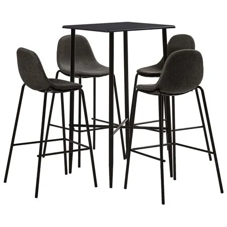  Set mobilier de bar, 5 piese, gri închis, material textil