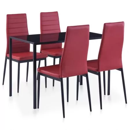  Set mobilier de bucătărie, 5 piese, roșu vin