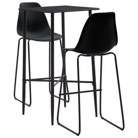  Set mobilier de bar, 3 piese, negru, plastic