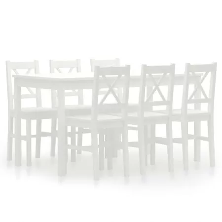 Set mobilier de bucatarie, 7 piese, alb, 70 x 43 x 85 cm