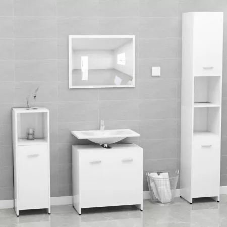  Set de mobilier de baie, alb, lemn prelucrat