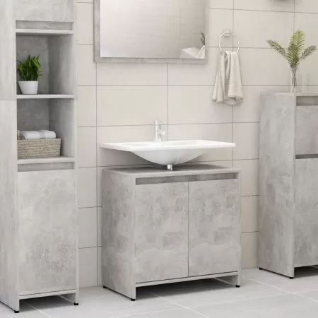  Dulap de baie, gri beton, 60x33x61 cm, lemn prelucrat