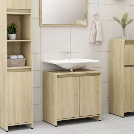  Dulap de baie, stejar Sonoma, 60x33x61 cm, lemn prelucrat