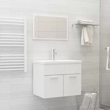  Set mobilier de baie, 2 piese, alb, PAL
