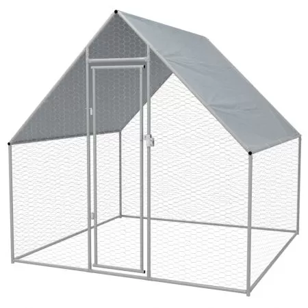 Cotet de gaini pentru exterior, argintiu, 2 x 2 x 1.92 m