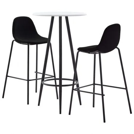 Set de bar, 3 piese, negru, 60 x 60 x 107.5 cm