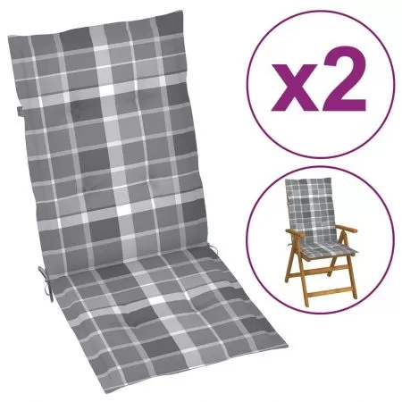 Set 2 bucati perne pentru scaun de gradina, gri cu model, 120 x 50 x 3 cm