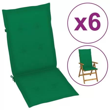 Set 6 bucati perne scaun de gradina, verde, 120 x 50 x 3 cm