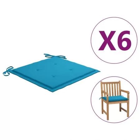 Set 6 bucati perne scaun de gradina, albastru, 50 x 50 x 3 cm