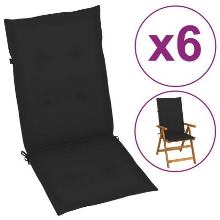 Set 6 bucati perne scaun de gradina, negru, 120 x 50 x 3 cm