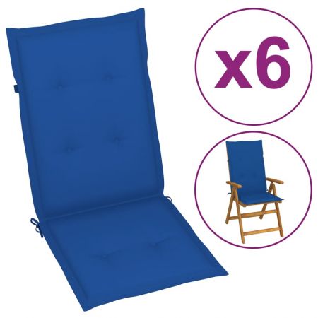 Set 6 bucati perne scaun de gradina, albastru regal, 120 x 50 x 3 cm
