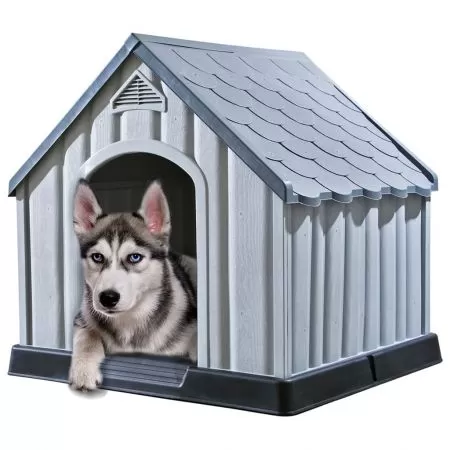  Cușcă pentru câini, gri, 92x87x91 cm, plastic