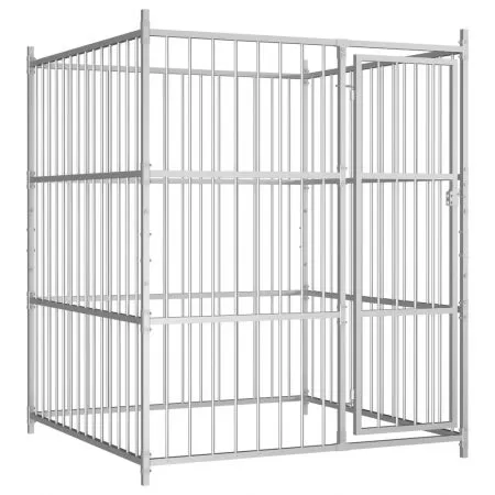 Padoc pentru caini de exterior, argintiu, 150 x 150 x 185 cm