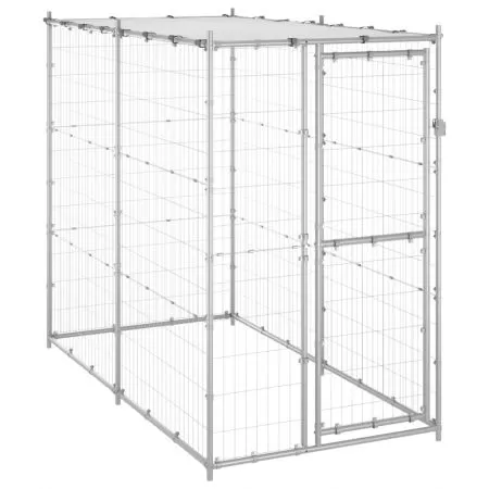  Padoc câini de exterior cu acoperiș 110x220x180 cm oțel zincat