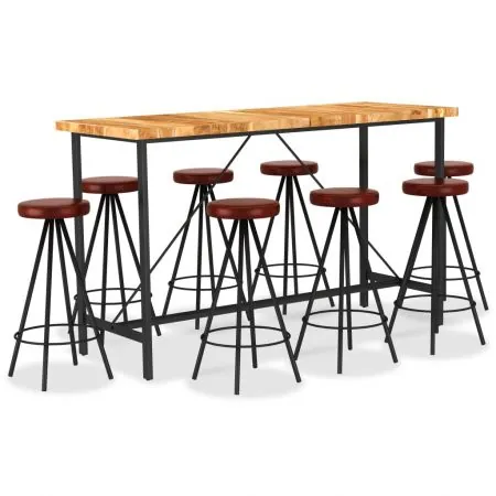 Set de bar, 9 piese, maro, 70 x 70 x 107 cm