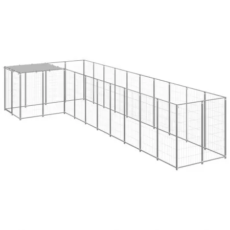  Padoc pentru câini, argintiu, 7,26 m², oțel  