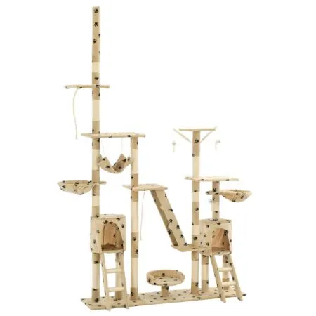  Ansamblu pisici cu funie sisal, 230-250 cm imprimeu lăbuțe, bej