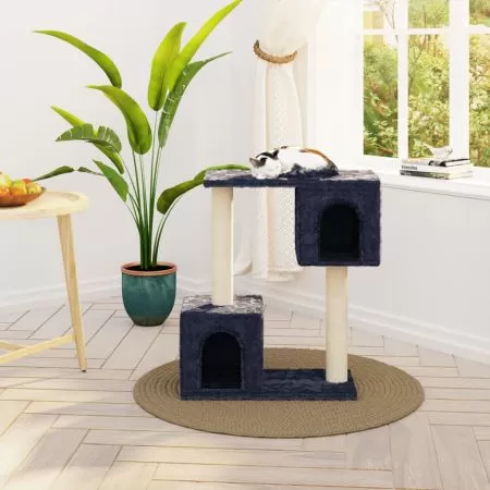  Ansamblu pisici cu stâlpi din funie de sisal, gri închis, 60 cm