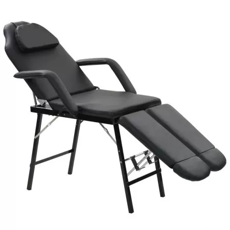  Scaun tratament facial, piele artificială, 185x78x76 cm, negru