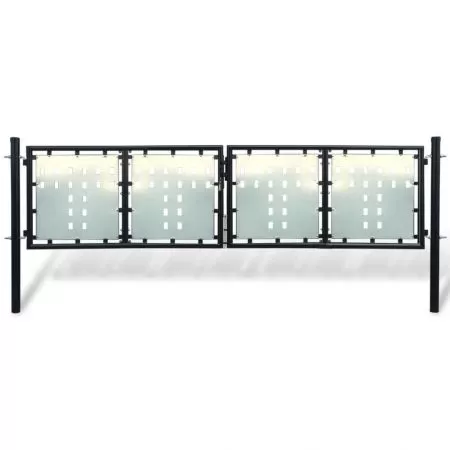  Poartă de gard cu o ușă, negru, 300x125 cm