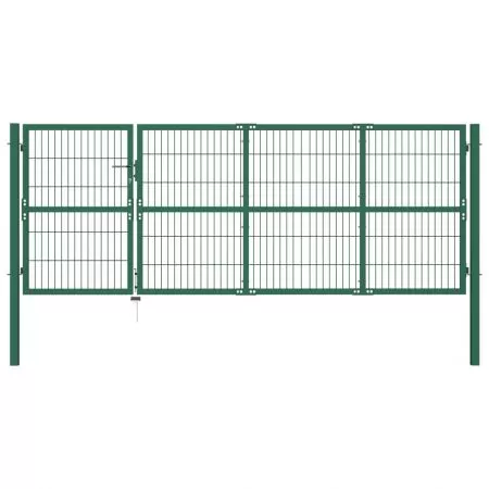 Poarta gard de gradina cu stalpi, verde, 6 x 170 cm