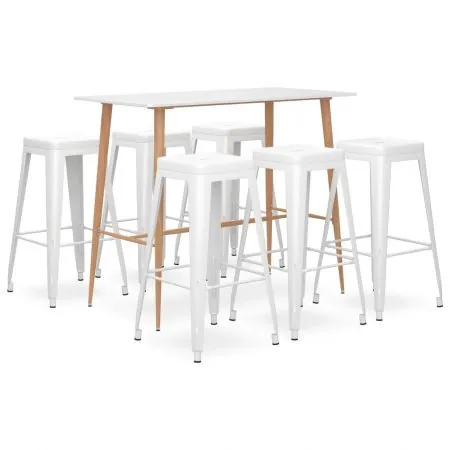  Set mobilier de bar, 7 piese, alb