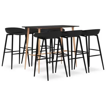  Set mobilier de bar, 7 piese, negru