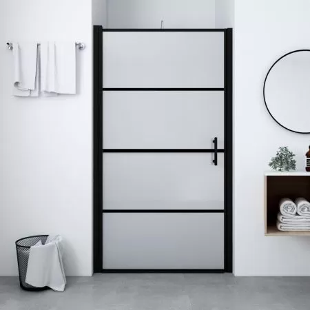  Ușă de duș, negru, 81 x 195 cm, sticlă securizată mată