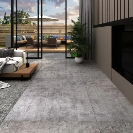  Plăci pardoseală autoadezive, gri beton, 5,21 m², 2 mm, PVC