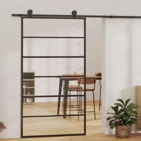  Ușă glisantă cu set feronerie, 102x205 cm, sticlă ESG/aluminiu