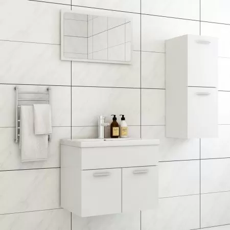  Set mobilier de baie, alb, lemn prelucrat