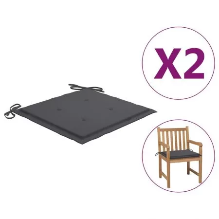Set 2 bucati perne pentru scaun de gradina, antracit, 50 x 50 x 3 cm