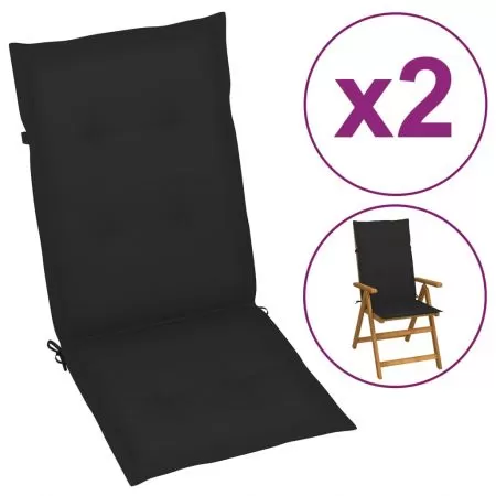  Perne scaun spătar înalt, 2 buc., negru, 120x50x3 cm, textil
