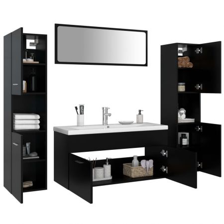 Set mobilier de baie, negru, 100 x 38.5 x 46 cm