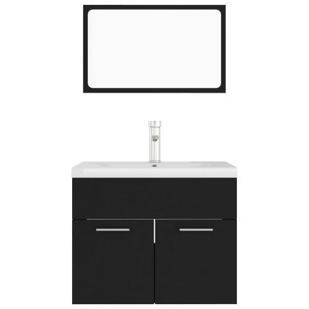 Set mobilier de baie, negru, 60 x 38.5 x 46 cm