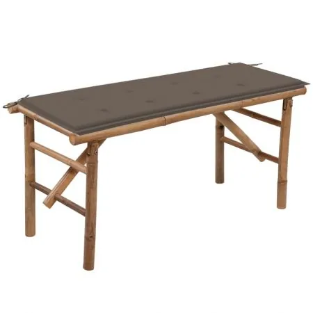 Bancă de grădină pliabilă cu pernă, 118 cm, bambus
