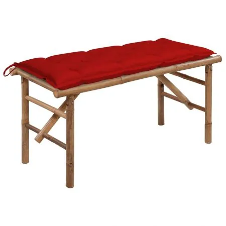  Bancă de grădină pliabilă cu pernă, 118 cm, bambus