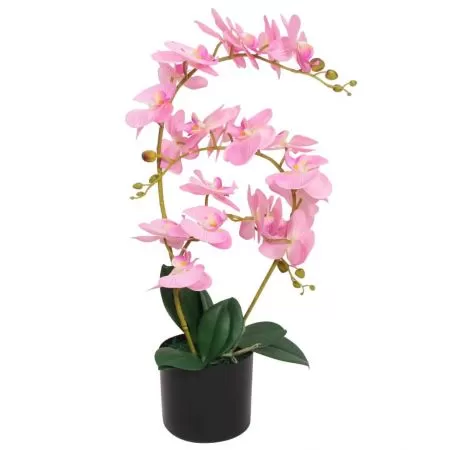 Planta artificiala orhidee cu ghiveci, roz, 65 cm