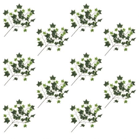 Set 10 bucati frunze artificiale de iedera, verde si alb