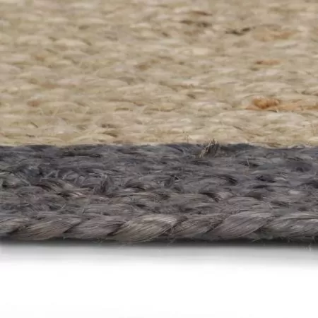 Covor manual cu margine gri inchis, gri închis, 90 cm
