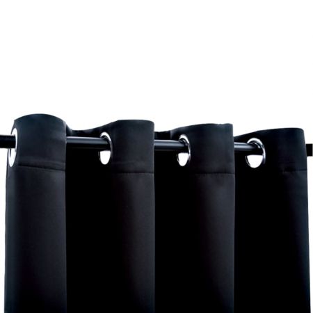 Draperie opaca cu inele metalice, negru, 290 x 245 cm