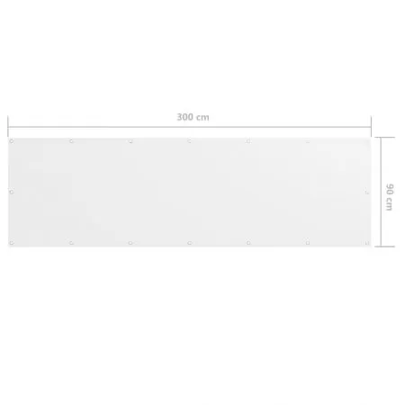 Paravan de balcon, alb, 90 x 300 cm