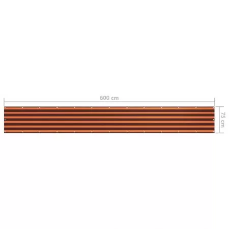 Paravan de balcon portocaliu si maro tesatura oxford, portocaliu si maro, 75 x 600 cm