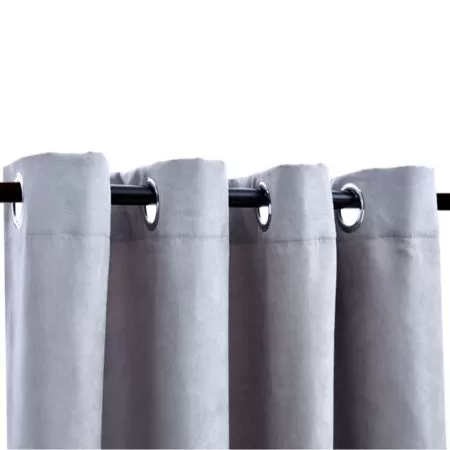 Set 2 bucati draperii opace cu inele metalice, gri, 140 x 225 cm, cu aspect de piele întoarsă