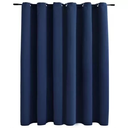 Draperie opaca cu inele metalice, albastru, 290 x 245 cm