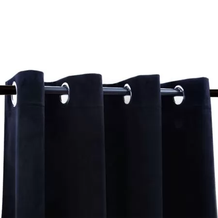 Set 2 bucati draperii opace cu inele, negru, 140 x 245 cm